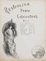 Celebrações da Paz, Rustington, 1919 (crayon litográfico com destaques sanguíneos)